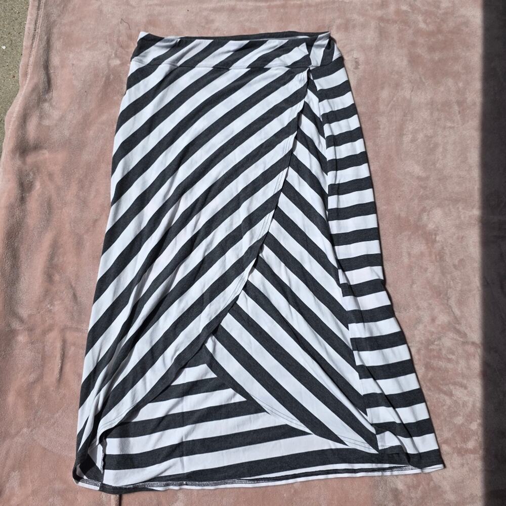Athleta Size M Tulip Skirt Ribbon Stripes Midi Faux Wrap Women Jersey Y2K